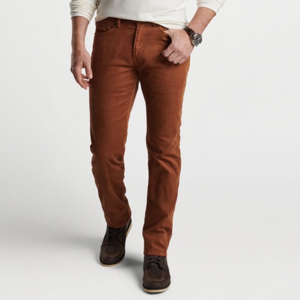 NEW PETER MILLAR Superior Soft Corduroy Five-Pocket Pants Gum Sole Brown Size 35